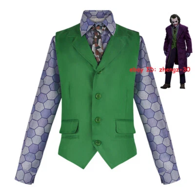 2025 Batman The Dark Knight Joker Cosplay Costume Mens Shirt Vest Tie Full Set - Image 1 of 4
