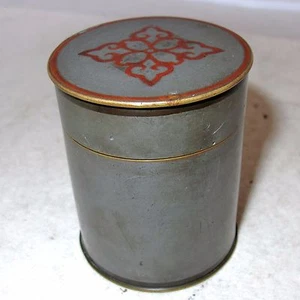 Pequeño carrito de té chino antiguo firmado de peltre y bronce/caja redonda (2,6") - Imagen 1 de 12