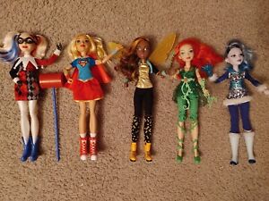 DC Super Hero Girls Dolls Lot Of 5. Harley, Frost, Ivy, Bumblebee & SuperGirl