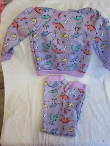 Girl's Dinosaur Purple Hooded Sweat Outfit Size 6/7 - Picture 1 of 1