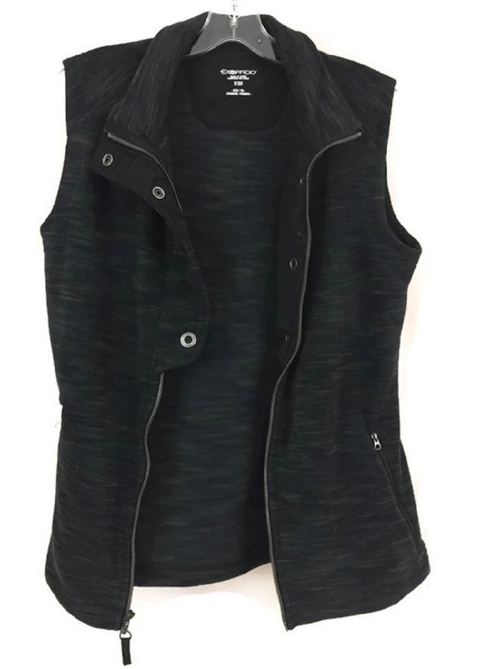 Chaleco EXOFFICIO Mujer 100% Poliéster Negro Y Gris Cremallera Frontal Completa Talla Mediana Foto 1 de 4