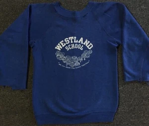 Vtg 60s 70s Kids Westland School Faded Distress Sweatshirt M USA Track PE Grunge - Picture 1 of 19