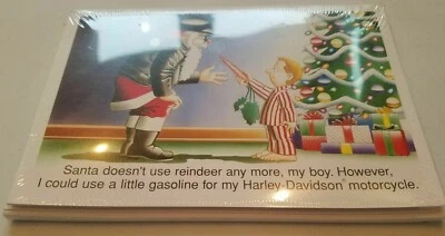 HARLEY DAVIDSON CHRISTMAS CARDS #X580 SANTA WANTS GAS FOR HARLEY (10) - Image 1 of 3