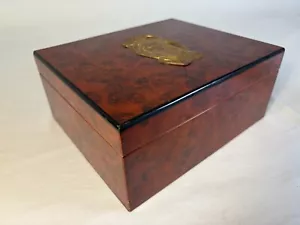 Vintage Holzkiste Humidor Hygrometer Zigarrenkiste Box aus Holz Messingbesatz - Bild 1 von 17