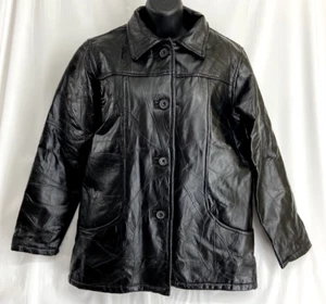 Tudor Court Womens Size Small Jacket Blazer by Haband Black Patchwork Leather - Picture 1 of 9