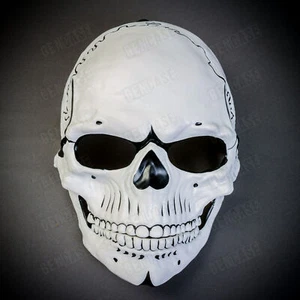 White Priate Full Face Skull Ghost Halloween Masquerade Costume Party Face Mask - Picture 1 of 10
