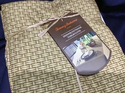 TOMMY BAHAMA 70” MANTEL REDONDO INTERIOR/EXTERIOR estampado ratán ¡NUEVO EN PAQUETE! Foto 1 de 4