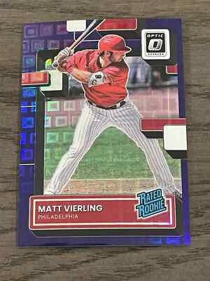 2022 Donruss Optic Pandora Purple Prizm Matt Vierling Rated Rookie #85 20/99 - Image 1 of 2