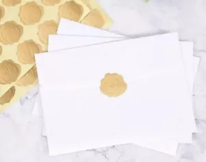 Gold Wax Effect Stickers Embossed Heart Paper Seal Envelope Labels Cards Wedding - Picture 1 of 7