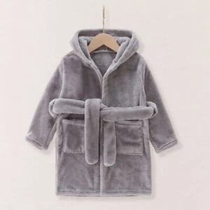 Bath Robe Unisex Plain Colours Bedlam Boys Hooded Fleece Dressing Gown - Picture 1 of 10