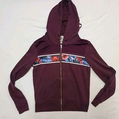 Victoria Secret PINK Maroon Hawaiian Prink Full Zip Hoodie Size Small - Image 1 of 4