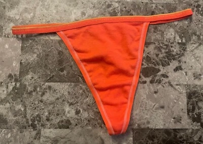 NUEVO SIN ETIQUETAS BRAGAS VICTORIA'S SECRET GRANDES NARANJA LOGO ALGODÓN VINTAGE RARAS CADENA EN V Foto 1 de 3