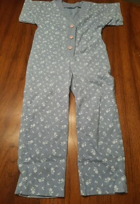 Винтажный девочек Детский комбинезон Jeanne Gues размер 6 сделано в США джинсовой ткани с белыми цветами  - Изображение 1 из 4