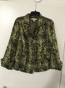 Laura Ashley Blazer Womens Size 1X Front Collared Long Sleeve green & black - Picture 1 of 8