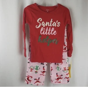 Christmas Pajama 2 Piece Set Girl 3T Santa’s Little Helper Carter’s NWT - Picture 1 of 4
