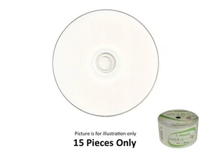 15 piezas 16X Hub de inyección de tinta blanco marca Ridata DVD-R imprimible disco multimedia en blanco 4,7 GB - Imagen 1 de 2