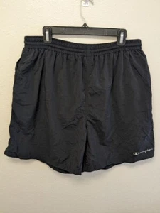 Vintage Champion Men's Swim Trunks 7” Shorts Black Nylon Size XL Retro - Picture 1 of 10