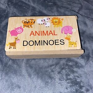 Wooden Tile Games Animal Board Game matching dominoes 28 Complite