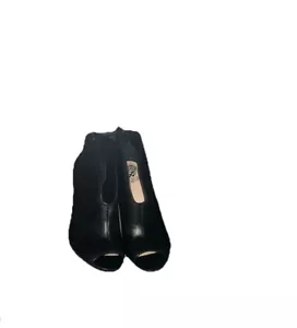 vince camuto black leather short boot open toe heels with front cut out size 10 - Picture 1 of 5
