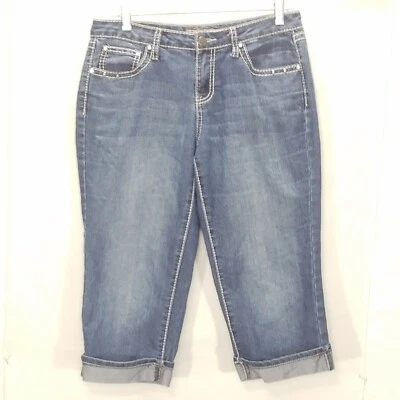 Earl Jean Cuffed Hem Basic 5 Pocket Denim Capri Shorts Women's Size 4 32x18 - Image 1 of 4