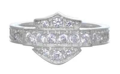 Anillo para mujer Harley-Davidson, barra plateada Bling y banda protectora, plateado HDR0159 Foto 1 de 4