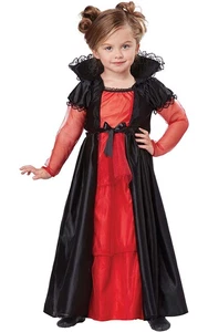 VAMPIRE GIRL TODDLER GIRLS FANCY DRESS HALLOWEEN VAMPIRESS DRACULA COSTUME - Picture 1 of 2
