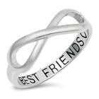 Infinity Best Friends Heart Ring .925 Sterling Silver Friendship Band Sizes 5-12