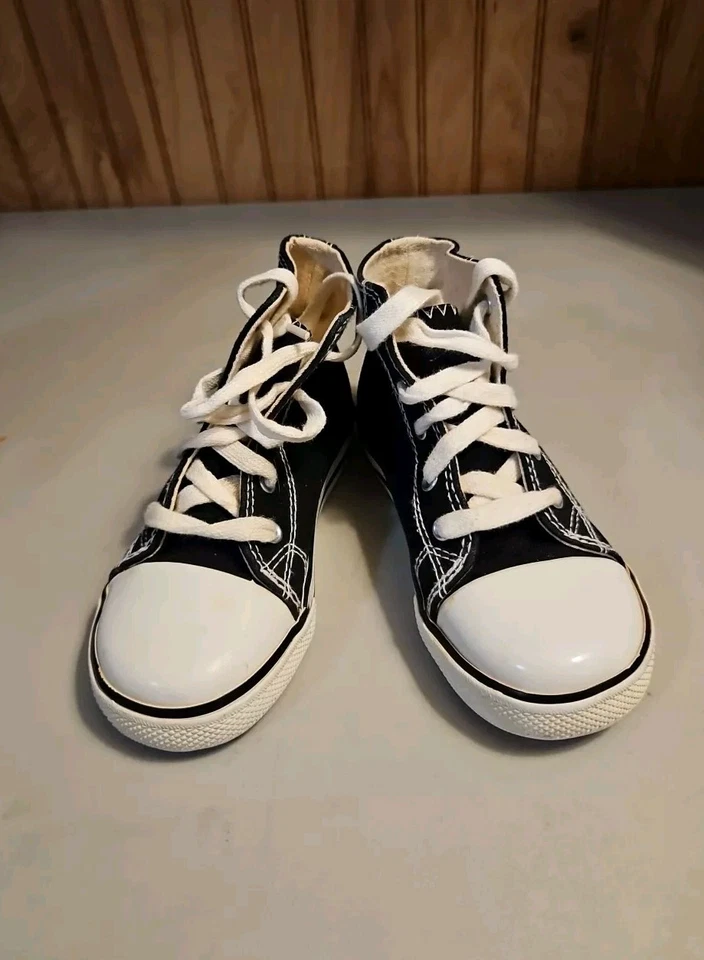 Tênis de cano alto masculino de lona preta tamanho 9,5 - Imagem 1 de 4