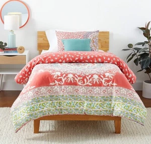 JESSICA SIMPSON Comforter Set Full/Queen Coral Amrita Medallion Reversible Shams - Picture 1 of 11