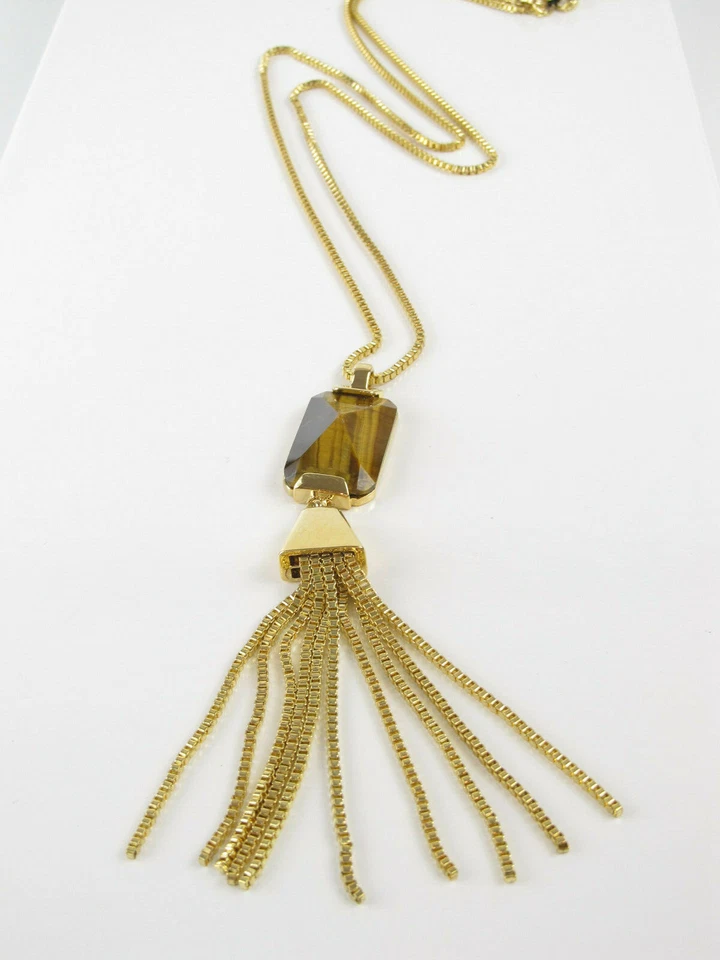 Collar Vince Camuto Tono Dorado Ojo de Tigre y Borla Gota Y $68 Foto 1 de 4