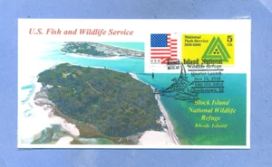 BLOCK ISLAND Wildlife Refuge Rhode Island Color Photo Cachet Pictorial NPS PM - Picture 1 of 1