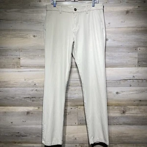 Mugsy Jeans Teddys Chino Pants Mens 33x32 Beige Slim Straight Casual Stretch - Picture 1 of 8