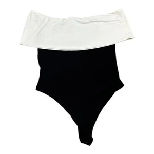 Naked Wardrobe Butter Colorblock OTS Bodysuit Black Size Large - Picture 1 of 9