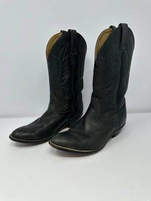 Botas de Vaquero Justin Junior 1084Y Juveniles Talla 4 D Cuero Negro Western W5 Foto 1 de 4
