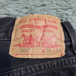 Vintage Levis Jeans Mens 36x34 (Fits 35x33.5) Black 505 Denim Y2K VTG - Picture 1 of 6