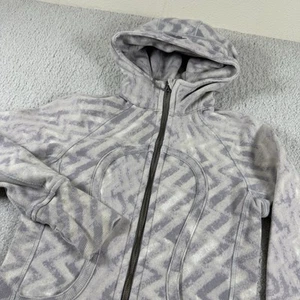 Lululemon Scuba Hoodie Womens Size 4 White Purple Full Zip Thumbholes - Picture 1 of 7