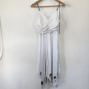 Vestido Floral Blanco Fairycore Cottagecore Años 70 De Colección Sin Mangas Tirantes Púrpura - Imagen 1 de 10