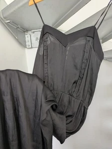 H& M Long Black Strappy Slip Dress, Silky And Sheer, Size 8, New No Tags - Picture 1 of 24