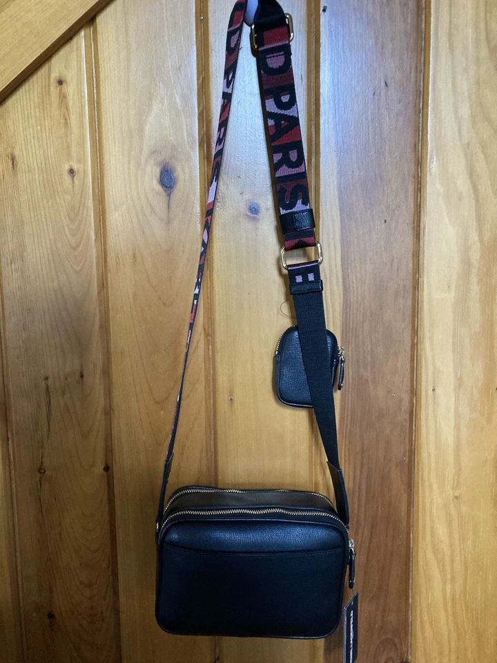 NWT KARL LAGERFELD PARIS MAYBELLE CROSSBODY BAG  PURSE BLACK W AIRPOD CASE - Image 1 of 4