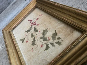 Pamela Stockton Holly Branch Christmas Theorem Painting Signed And Framed G30.7 - Picture 1 of 10