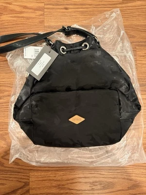 MZ Wallace 罗马黑色迷彩提花水桶包 抽绳 全新 带标签 — 第 1/3 张图片