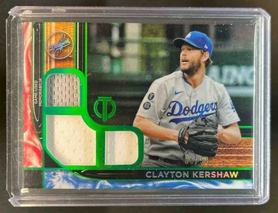 2022 Topps Tribute Clayton Kershaw Triple Jersey Green #55/99 Dodgers - Image 1 of 2