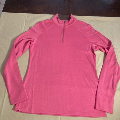 IBEX Womens Sweater XL Pink 1/4 Zip Pullover Solid 100% Merino Wool - Image 1 of 4
