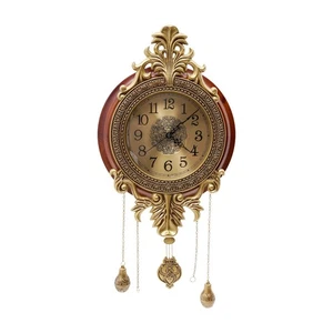 Retro Wall Clock with Pendulum Silent Wall Clock Battery Operated Wall Clock - Picture 1 of 18