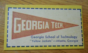 1940s Georgia Tech Yellow Jackets Quaker Puffed Wheat Rice Hand cut card NICE! - Picture 1 of 2