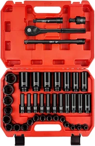1/2" Antrieb Schlagschrauber Steckschlüsselsatz, 40-teilig metrisch Steckschlüsselsatz (8-32 mm), schwer - Bild 1 von 12