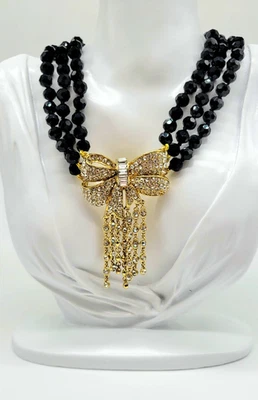 Collar Heidi Daus Diamante Swarovski Cristal Arco Distintivo con Flecos de Cota de Malla Foto 1 de 4