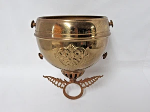 ANTIQUE HANGING LIBRARY OIL LAMP BRASS FONT CUP HOLDER FOR 5" DROP IN FONT - Picture 1 of 8