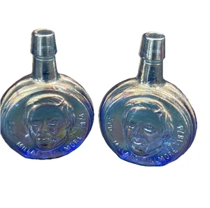 2 Miniature Wheaton Glass Carnival Glass Bottles Millard Fillmore President - Picture 1 of 6