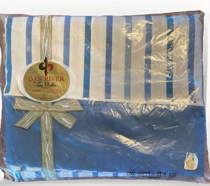 Vintage NEU Dan River Baumwolle feiner Musselin komplettes flaches Laken CAPRICE blau weiß Streifen - Bild 1 von 5